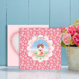 Maneki Neko Lucky Luna Flat Holiday Card Feiertagskarte