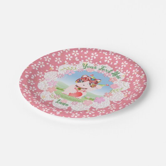 Maneki Neko Lucky Luna Party Paper Plate Pappteller (Schrägansicht)