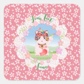 Maneki Neko Lucky Luna Quadratischer Aufkleber (Vorderseite)