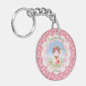 Maneki Neko Lucky Luna Round Schlüsselanhänger (Vorderseite links)