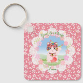 Maneki Neko Lucky Luna Square Schlüsselanhänger (Vorderseite)