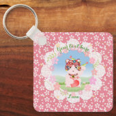 Maneki Neko Lucky Luna Square Schlüsselanhänger (Vorderseite)