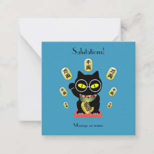 Maneki Neko Lucky Poilue Flat Hinweis Mitteilungskarte