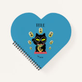 Maneki Neko Lucky Poilue Heart Shaped Spiral Bound Notizblock (Vorderseite)