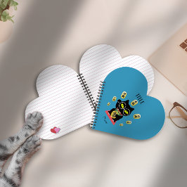 Maneki Neko Lucky Poilue Heart Shaped Spiral Bound Notizblock