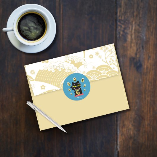 Maneki Neko Lucky Poilue Runder Aufkleber