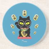 Maneki Neko Lucky Poilue Sandstone Getränkeuntersetzer (Vorne)