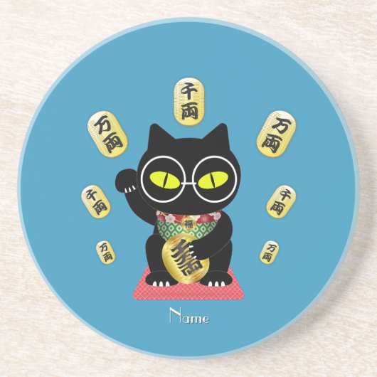 Maneki Neko Lucky Poilue Sandstone Getränkeuntersetzer (Vorne)