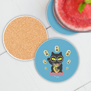 Maneki Neko Lucky Poilue Sandstone Getränkeuntersetzer