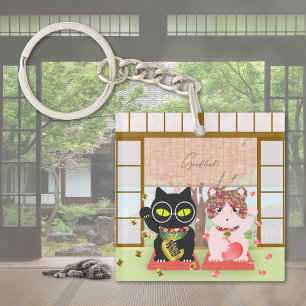 Maneki Neko Lucky Poiluna Akrylic Square Schlüsselanhänger
