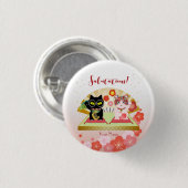 Maneki Neko Lucky Poiluna Button (Vorne & Hinten)