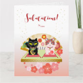 Maneki Neko Lucky Poiluna geklappt Dankeskarte (Vorderseite)