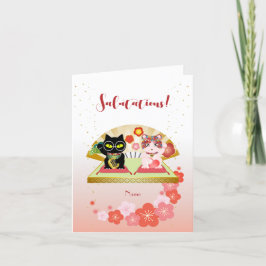 Maneki Neko Lucky Poiluna geklappt Feiertagskarte