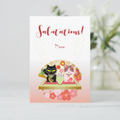 Maneki Neko Lucky Poiluna RSVP Karte (Stehend Vorderseite)