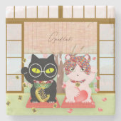 Maneki Neko Lucky Poiluna Steinuntersetzer (Vorderseite)