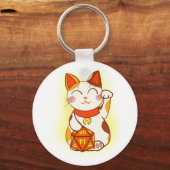 Maneki-neko mit D20 RPG Dice Viel Glück Charm Schlüsselanhänger (Vorderseite)
