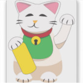 Maneki Neko oder Beckoning Cat Aufkleber (Vorderseite)