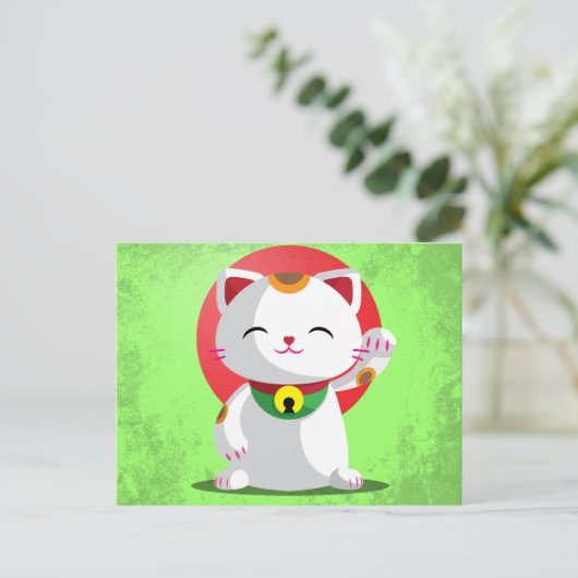 Maneki Neko Postkarte (Stehend Vorderseite)
