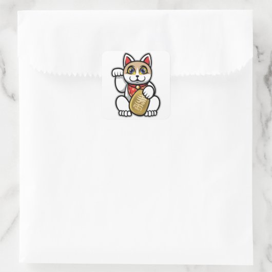 Maneki Neko Quadratischer Aufkleber (Tasche)