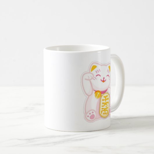 maneki neko Rosa Kaffeetasse (VorderseiteRechts)