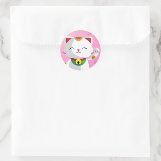 Maneki Neko Runder Aufkleber (Tasche)