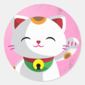 Maneki Neko Runder Aufkleber (Vorderseite)
