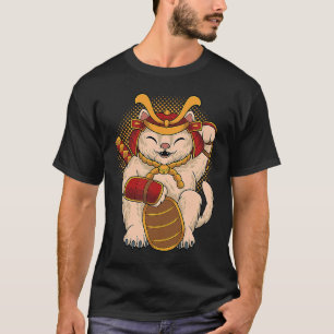Maneki Neko Samurai Japanische Glückskatze Glücksg T-Shirt