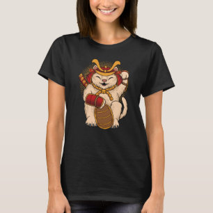 Maneki Neko Samurai Japanische Glückskatze Glücksg T-Shirt