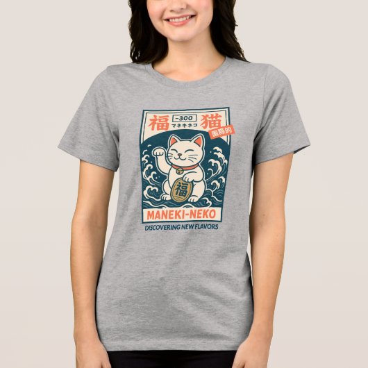 Maneki-Neko Tri-Blend Shirt (Vorderseite)