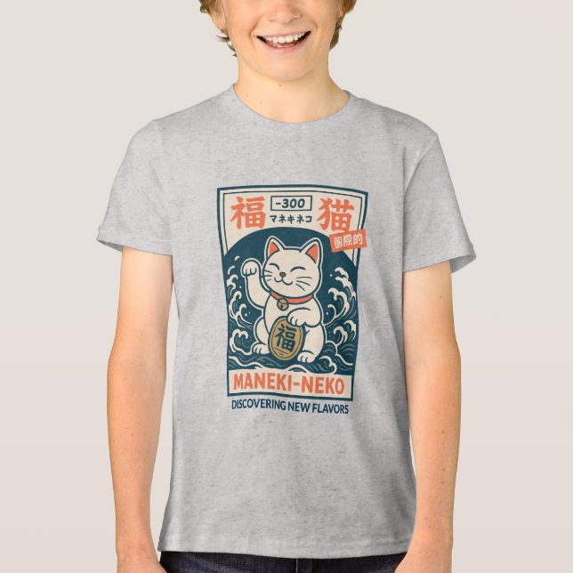 Maneki-Neko Tri-Blend Shirt (Vorderseite)