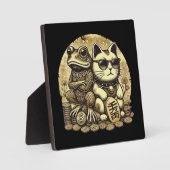 Maneki Neko und Jin Chan - Glück und Wohlstand Fotoplatte (Vorderseite)