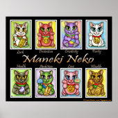 Maneki Neko Viel Glück Cats Fantasy Cat Art Poster (Vorne)