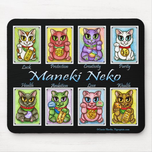 Maneki Neko viel Glück-Katzen-Fantasie-Katze Mousepad (Vorne)