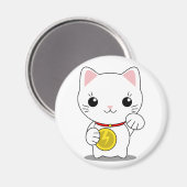 Maneki Neko - White Lucky Cat Magnet (Vorderseite/Rückseite)