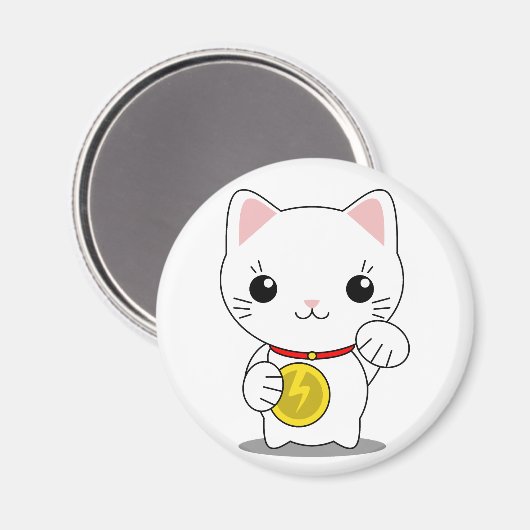 Maneki Neko - White Lucky Cat Magnet (Vorderseite/Rückseite)