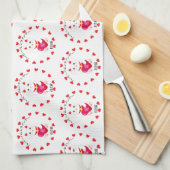 Maneki Neko zum Valentinstag Geschirrtuch (Viertel Falte)