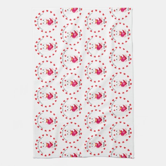 Maneki Neko zum Valentinstag Geschirrtuch (Vertikal)