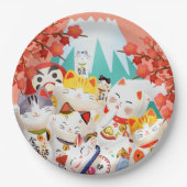 Manekineko Hanami Party Pappteller (Vorderseite)