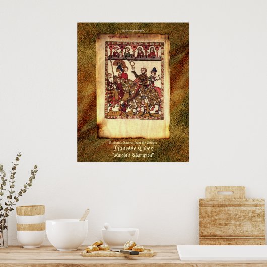 Manesse Codex Auszug mittelalterliche Ritter Kunst Poster (Küche)