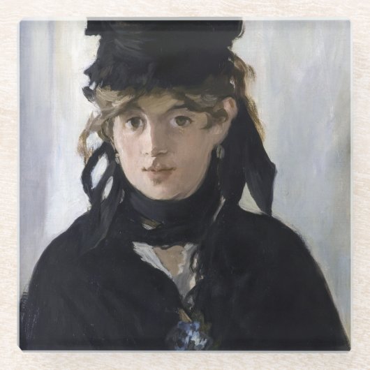 Manet - Berthe Morisot mit einem Blumenstrauß Glasuntersetzer (Vorderseite)