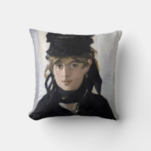 Manet - Berthe Morisot mit einem Blumenstrauß Kissen