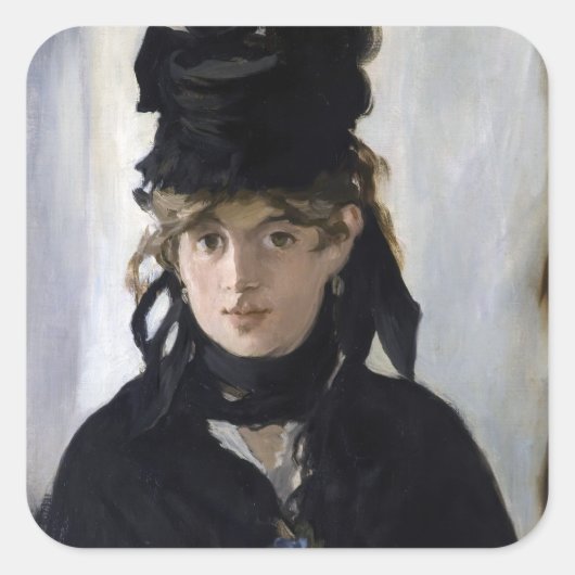 Manet - Berthe Morisot mit einem Blumenstrauß Quadratischer Aufkleber (Vorderseite)