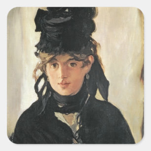 Manet   Berthe Morisot mit einem Bouquet aus Viole Quadratischer Aufkleber