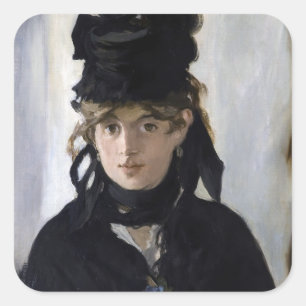 Manet - Berthe Morisot mit einem Veilchenstrauß Quadratischer Aufkleber