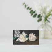 Manet - Branch White Peonings, Secateurs - QR Code Visitenkarte (Stehend Vorderseite)