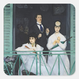 Manet   der Balkon, 1868-9 Quadratischer Aufkleber