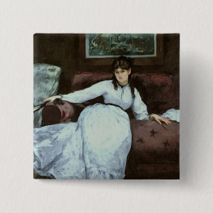 Manet   die Erholung, Porträt von Berthe Morisot Button