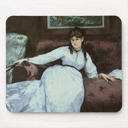 Manet | die Erholung, Porträt von Berthe Morisot Mousepad (Vorne)