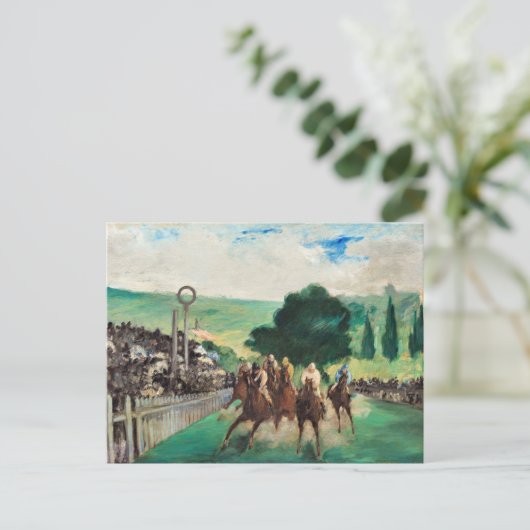 Manet - Die Rennen in Longchamp Postkarte (Stehend Vorderseite)