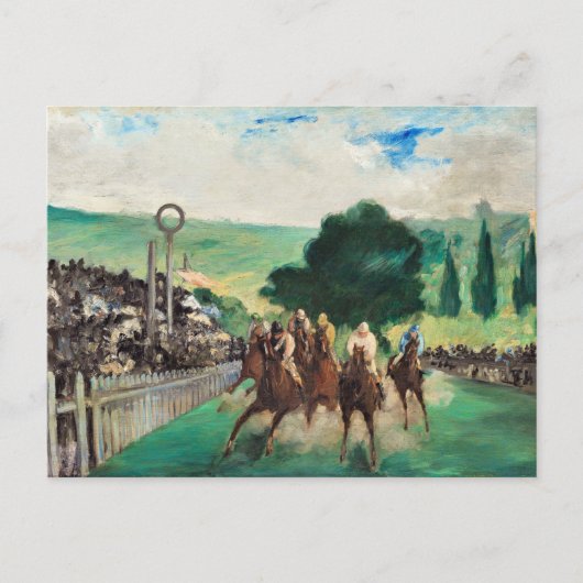 Manet - Die Rennen in Longchamp Postkarte (Vorderseite)